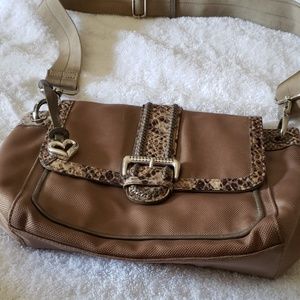 And Front Flap Khaki Canvas/Patent Leather Cross B